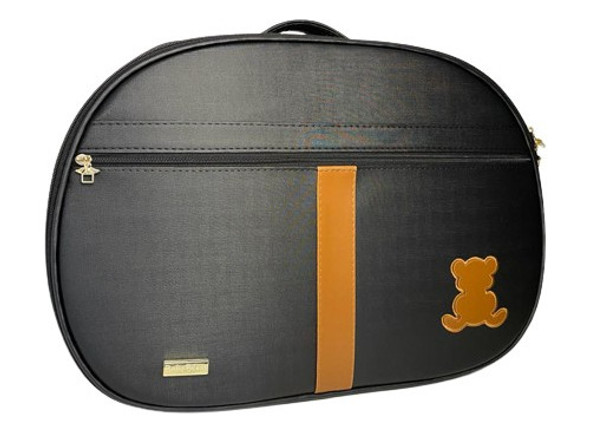 Mala Maternidade Preta Matelassê Com Ursinho - Baby Bless 0 Mala Maternidade Preta Matelassê Com Ursinho - Baby Bless 0