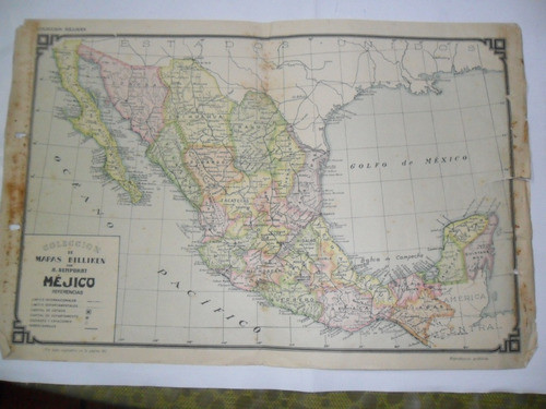 Mejico A. Bemporat Billiken Antiguo Mapa Plano Ferrocarril 0