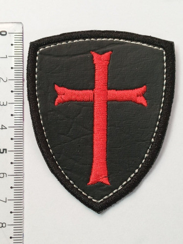 Parche Aplique Aplicacion Bordado Cruz Templario Cuero 7,5cm 0