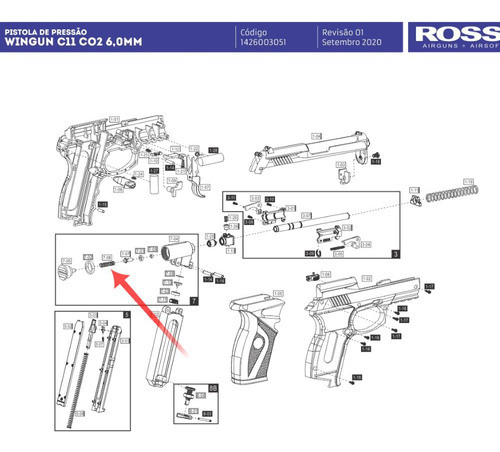 Mola Do Retém Magazine Pistola C11 Rossi Wingun Original 1