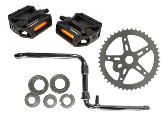 Kit Caja Pedalera Biela Plato Pedales Playera Richard Bikes 0