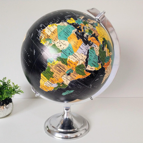 Globo Terrestre Decorativo Preto Prata 42x33cm Decoração 1