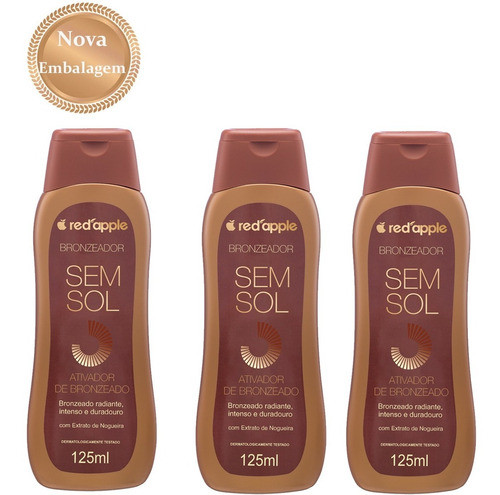 Auto Bronzeador Red Apple Sem Sol 125ml C/ 3 Un 0