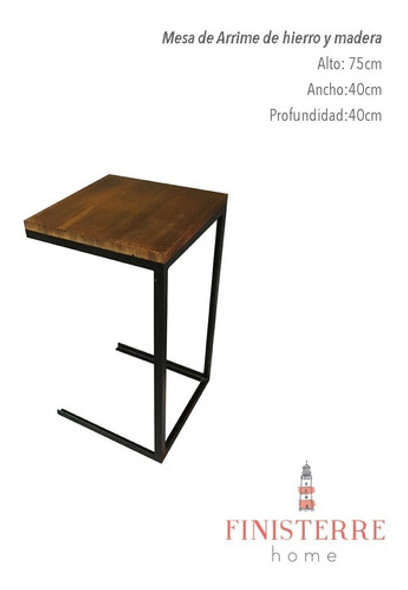 Mesa De Arrime De Apoyo,hierro Y Madera Mesa Para Sillon 1