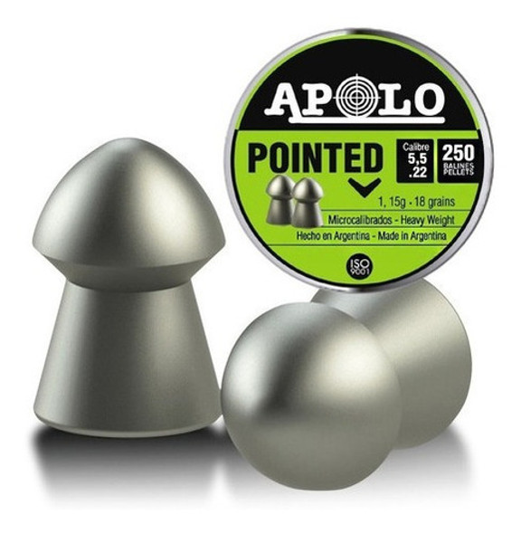 Balines Apolo Pointed 5,5 Lata X 250 Aire Comprimido Rifle 0 Balines Apolo Pointed 5,5 Lata X 250 Aire Comprimido Rifle 0