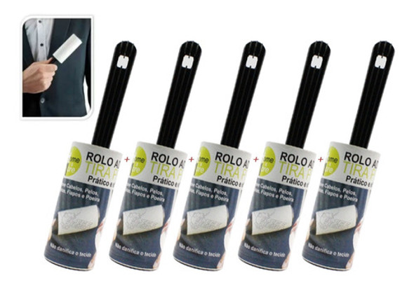 Rolo Adesivo Tira Pelos C/ 20 Folhas (kit Com 5 Rolos) 0