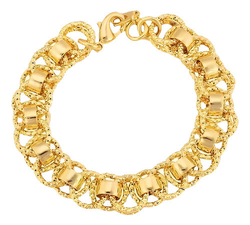 Pulsera Gruesa 18k Oro Plateado Enlace Cadena 21cm Longitud 0