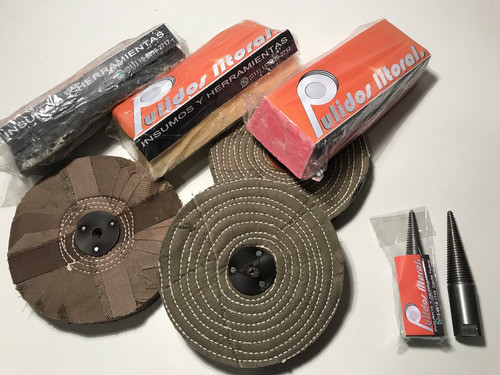 Kit Pulir Acero P Amoladora Banco Pastas Paños Adaptador 3/4 0