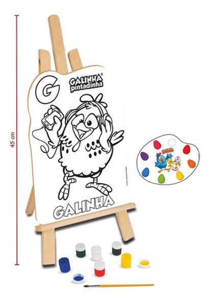Kit Quadros Pintura Infantil Galinha Pintadinha C/ Cavalete 1 Kit Quadros Pintura Infantil Galinha Pintadinha C/ Cavalete 1