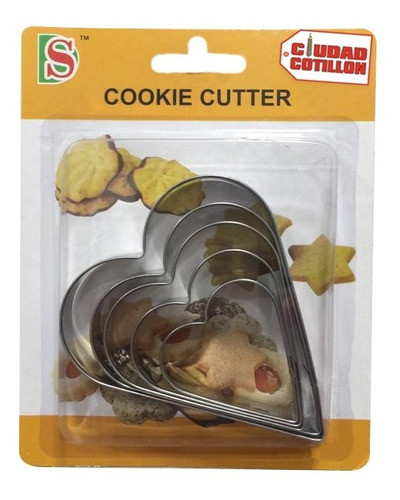 Set Cortantes Corazones Metálicos Repostería Ciudad Cotillón 0
