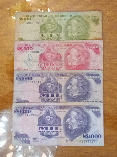 Billetes Uruguayos Nuevos Pesos Moneda Nacional 4 U. N819 0