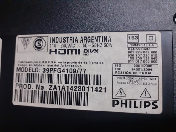 Placa Fuente Philips 39pfg4109/77 Impecable!! 0 Placa Fuente Philips 39pfg4109/77 Impecable!! 0