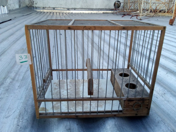 N.33- Jaula Para Pajaro En Madera 19,4 X 13,1 X 15,3 Alto 0