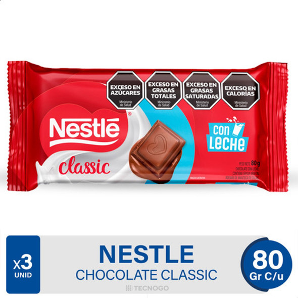 Chocolate Nestle Classic Con Leche Cremoso Pack X3 01mercado 0