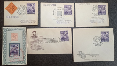 Lote 7 Sobres Con Sellos Conmemorativos Argentina 1950 0
