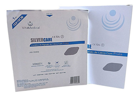 Curativo  Alginato  Cálcio E Prata Silvercare 10x10 -03 Uni 0