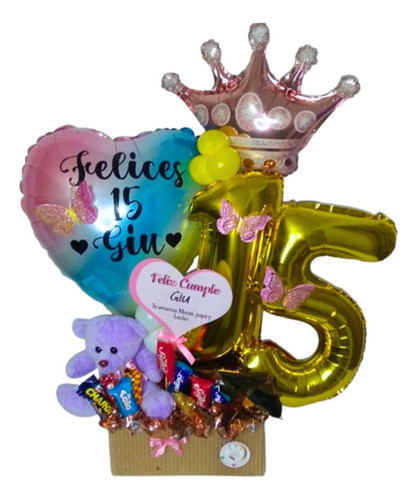 Regalos Sorpresa Quiceañera Globos 15 Años Chocolates Dulces 0