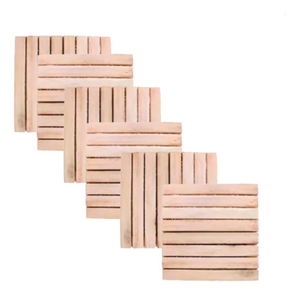 Kit 6 Deck Madeira Modular 35x35 Natural Área Int E Ext 0