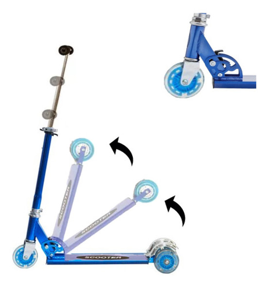 Patinete Dobrável De Alumínio 3 Rodas Luz Led Radical Dm4454 1