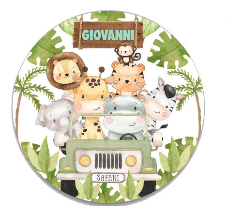Banner Imprimible Safari Circular 1 Mt. Personalizado 0