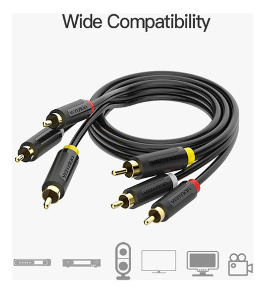 Cable Rca Av Premium Auido Y Video 3x3 1 Metro Vention 1 Cable Rca Av Premium Auido Y Video 3x3 1 Metro Vention 1