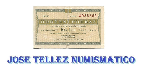 Checoslovaquia Billete Vale Tuzex Valor 1 (1973) B+ Palermo 0