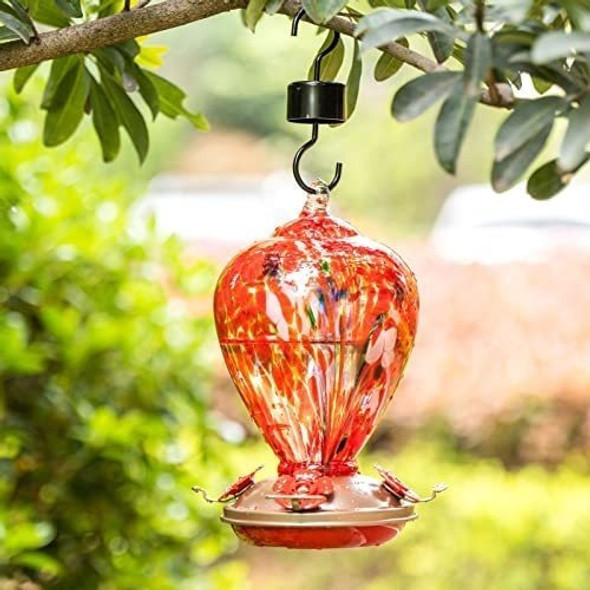 Bebedero Colibri Laelvish Vidrio Soplado A Mano Floral Rojo 1 Bebedero Colibri Laelvish Vidrio Soplado A Mano Floral Rojo 1