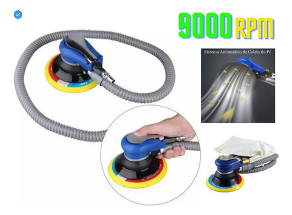 Lixadeira Pneumática Orbital Hookit Roquite Profissional 5 1