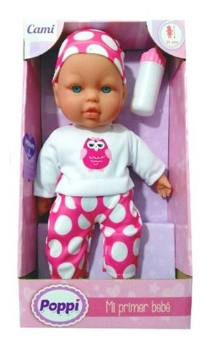 Muñeco Poppi Mi Primer Bebe Sonido Y Biberon Bebote Clari 0