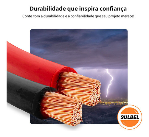 Cabos De Bateria Alimentação 10mm Kit 6 Metros Sulbel 1