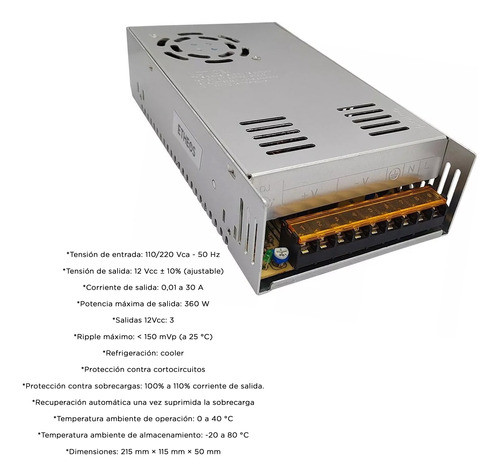 Fuente Switching 12v 30a Regulada Proteccion Tira Led Cctv 1