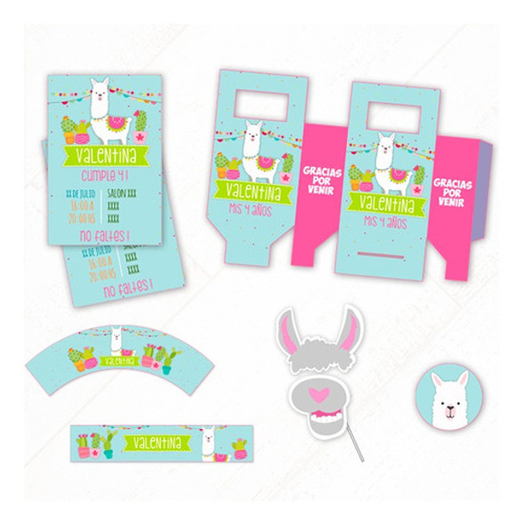 Llama Y Cactus Kit + Props De Regalo-textos Editables 0