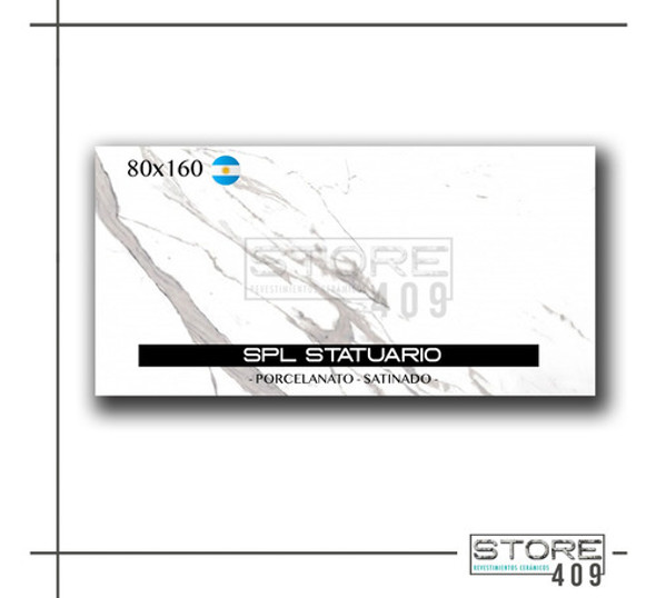 Porcelanato Spl Statuario Satinado 80x160 Rectificado 1° Cal 1