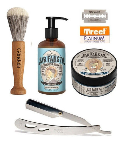 Crema De Barbear + Navaja + After Shave + Brocha Sir Fausto 0