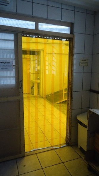 Cortina Pvc Tiras Amarela Citronela Reforçada L 1,00x2,00 A 1