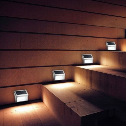 Nuevo T4x Led Solar Jardín De La Yarda De Acero Inoxidable P 0