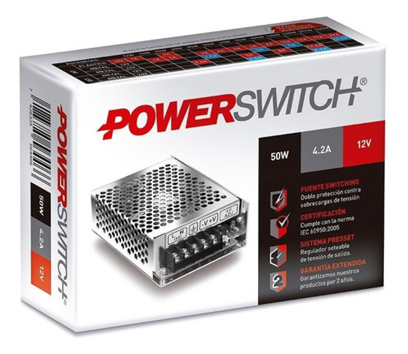 Fuente Switching Metalica Interior 50w 4.2a 12v - S-50-12 1