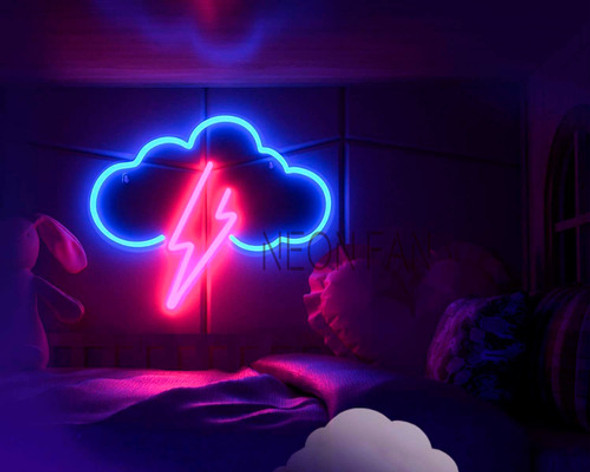 Cartel Nube Rayo Neon Led Acrilico Cristal / Deco / Fiesta 1