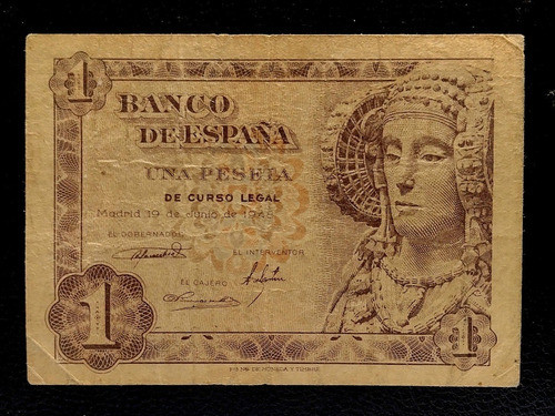 España Billete 1 Peseta 1948 Muy Bueno Pick 135 0
