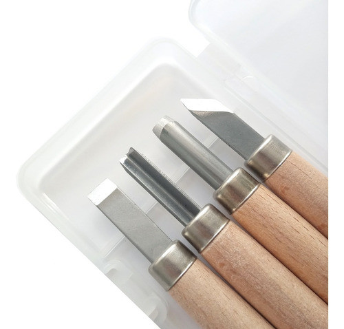 Set X4 Gubias Con Estuche Rigido P/ Madera Grabado 1