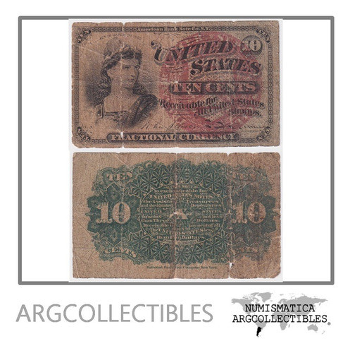 Usa Billete 10 Centavos 1863 P-115 F- 0