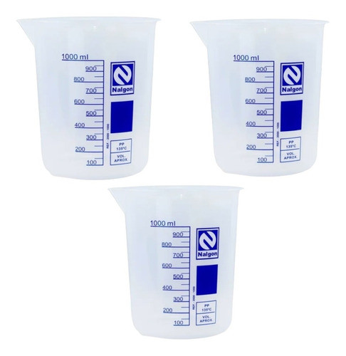 Becker Béquer Forma Baixa Em Polipropileno 1000ml 3 Unidades 0