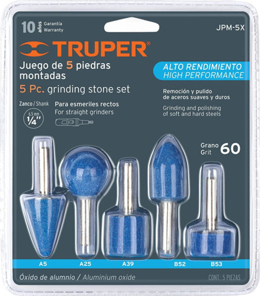 Juego 5 Piedras Montadas Esmeril Alto Rendimiento 1/4 Truper 0