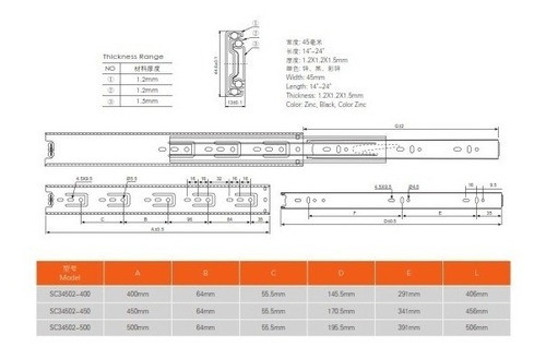 Corredera Riel Guía Negra Para Cajón Lateral De 50cm X 4,5cm 1