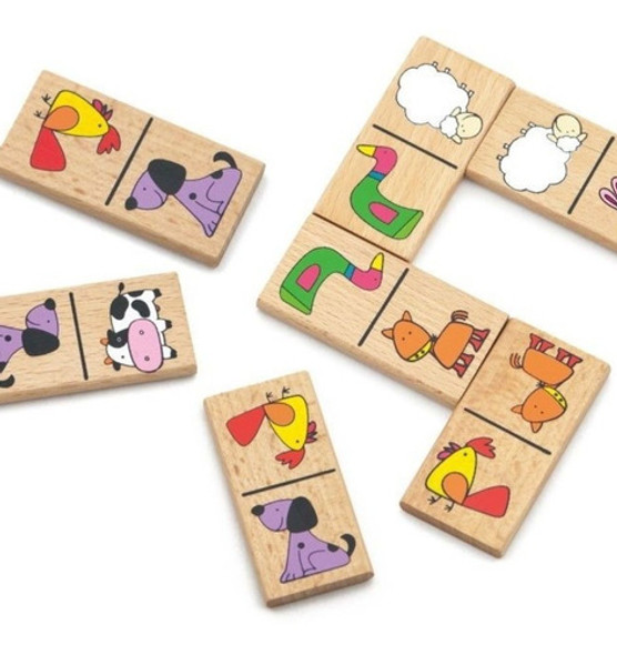 Juego Dominó De Madera Animales De Granja Para Niños - Viga 1