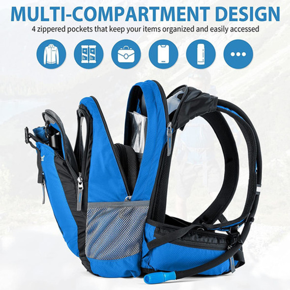 Mochila Senderismo Ligera Celeste 18l Hidratacion 2.5l 1