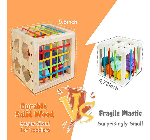 Hellowood Montessori Juguetes Para 1+ Años, Cubo Clasificado 1