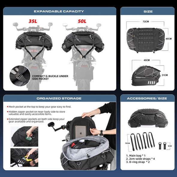 Rhinowalk Bolsa De Cola Extensible Para Motocicleta, Equipaj 1