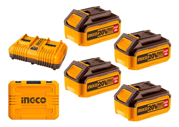 Set X 4 Baterias 4 Amp 20v + Cargador + Valija 0