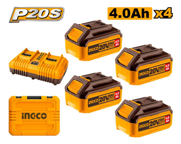 Set X 4 Baterias 4 Amp 20v + Cargador + Valija 1